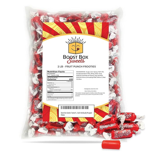 Fruit Punch Frooties Individually Wrapped Bulk Chewy Red Tootsie Roll Candy (2 Pound)