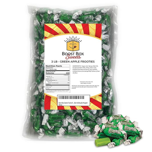 Green Apple Frooties Individually Wrapped Bulk Chewy Tootsie Roll Candy (2 Pound)