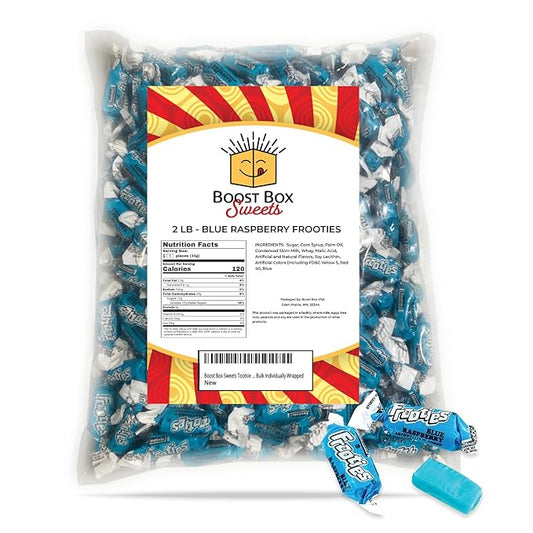 Blue Raspberry Frooties Individually Wrapped Bulk Chewy Tootsie Roll Candy (2 Pound)