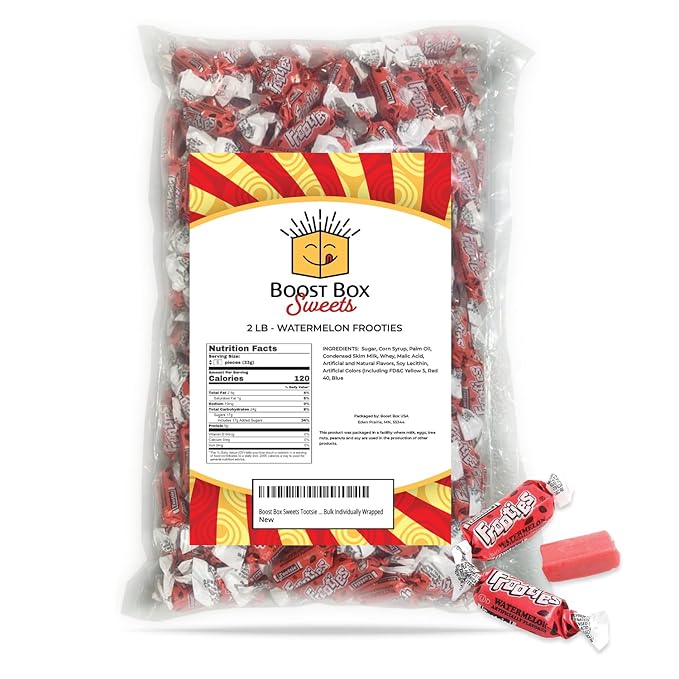 Watermelon Frooties Individually Wrapped Bulk Chewy Red Tootsie Roll Candy (2 Pound)