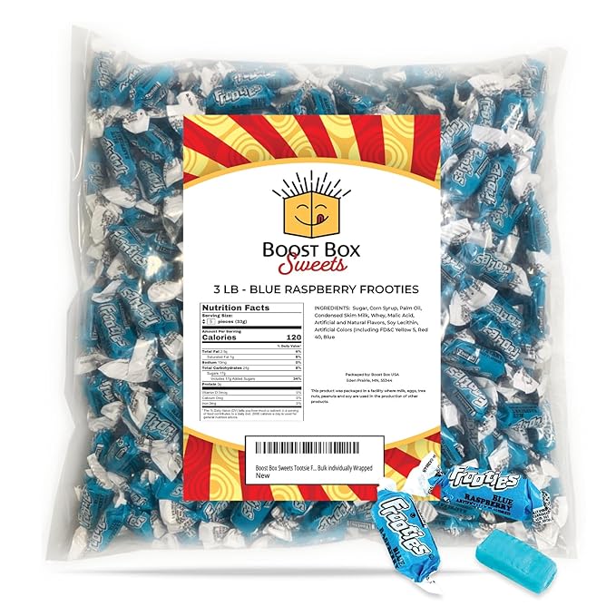 Blue Raspberry Frooties Individually Wrapped Bulk Chewy Tootsie Roll Candy (3 Pound)