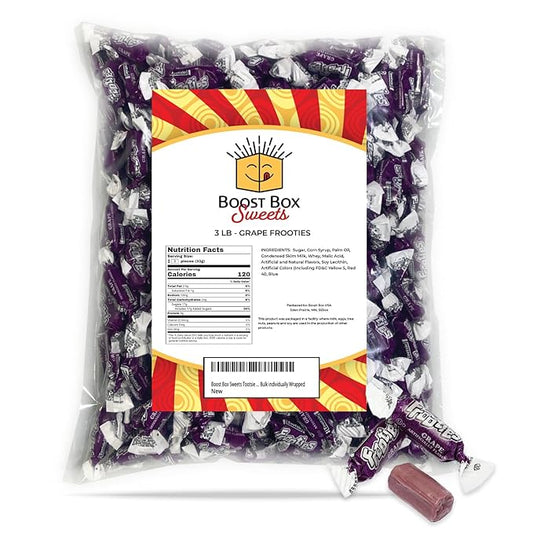 Grape Frooties Individually Wrapped Bulk Chewy Purple Tootsie Roll Candy (3 Pound)