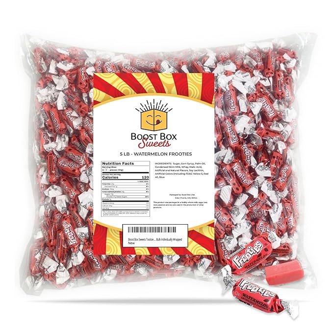 Watermelon Frooties Individually Wrapped Bulk Chewy Red Tootsie Roll Candy (5 Pound)