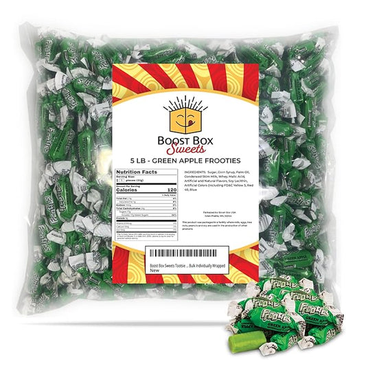 Green Apple Frooties Individually Wrapped Bulk Chewy Tootsie Roll Candy (5 Pound)