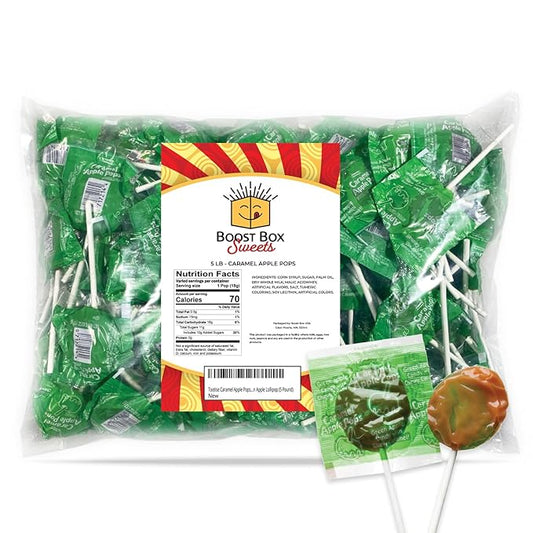 Tootsie Caramel Apple Pops Individually Wrapped Caramel Covered Green Apple Lollipop (5 Pound)