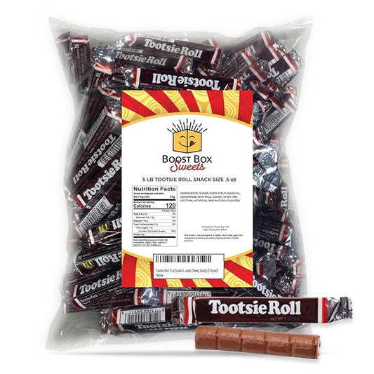 Tootsie Roll .5 oz Snack Bar Fun Size Individually Wrapped Bulk Classic Chewy Candy (5 Pound)