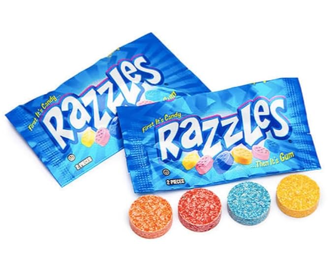 Original Razzles Candy Gum 2-Piece Packets Assorted Fruit Flavors 32 Oz. Bag (Approx. 267 Count)