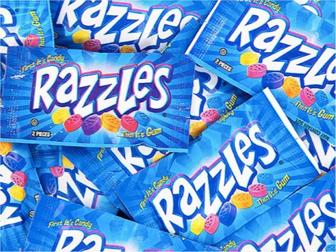 Original Razzles Candy Gum 2-Piece Packets Assorted Fruit Flavors 32 Oz. Bag (Approx. 267 Count)