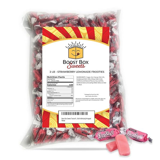 Strawberry Lemonade Frooties Individually Wrapped Bulk Chewy Pink Tootsie Roll Candy (2 Pound)