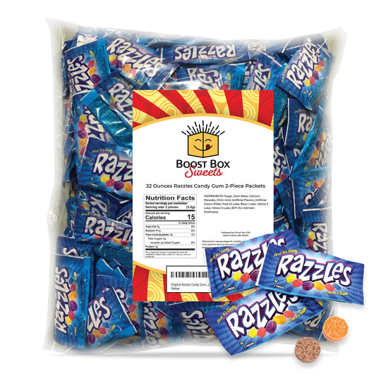 Original Razzles Candy Gum 2-Piece Packets Assorted Fruit Flavors 32 Oz. Bag (Approx. 267 Count)